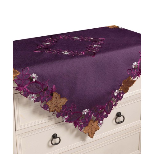 Τραπεζοκαρέ (130x130) με κέντημα Newhome 19315 Μωβ