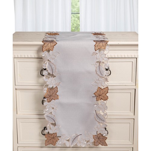 Τραβέρσα (38x172) με κέντημα Newhome 19315 Γκρι