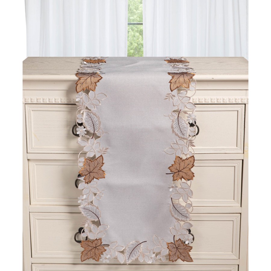 Τραβέρσα (38x172) με κέντημα Newhome 19315 Γκρι