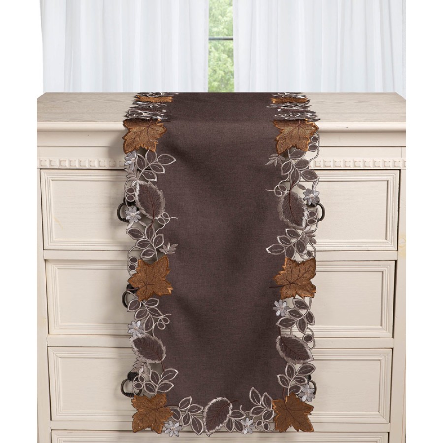 Τραβέρσα (38x172) με κέντημα Newhome 19315 Καφέ