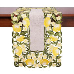 Διακοσμητική Τραβέρσα (40x200) Κοφτή Κεντητή Newhome 2355 με Φάσα με Λεμόνια