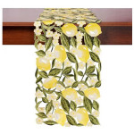 Διακοσμητική Τραβέρσα (30x160) Κοφτή Κεντητή Newhome 2355 με Λεμόνια