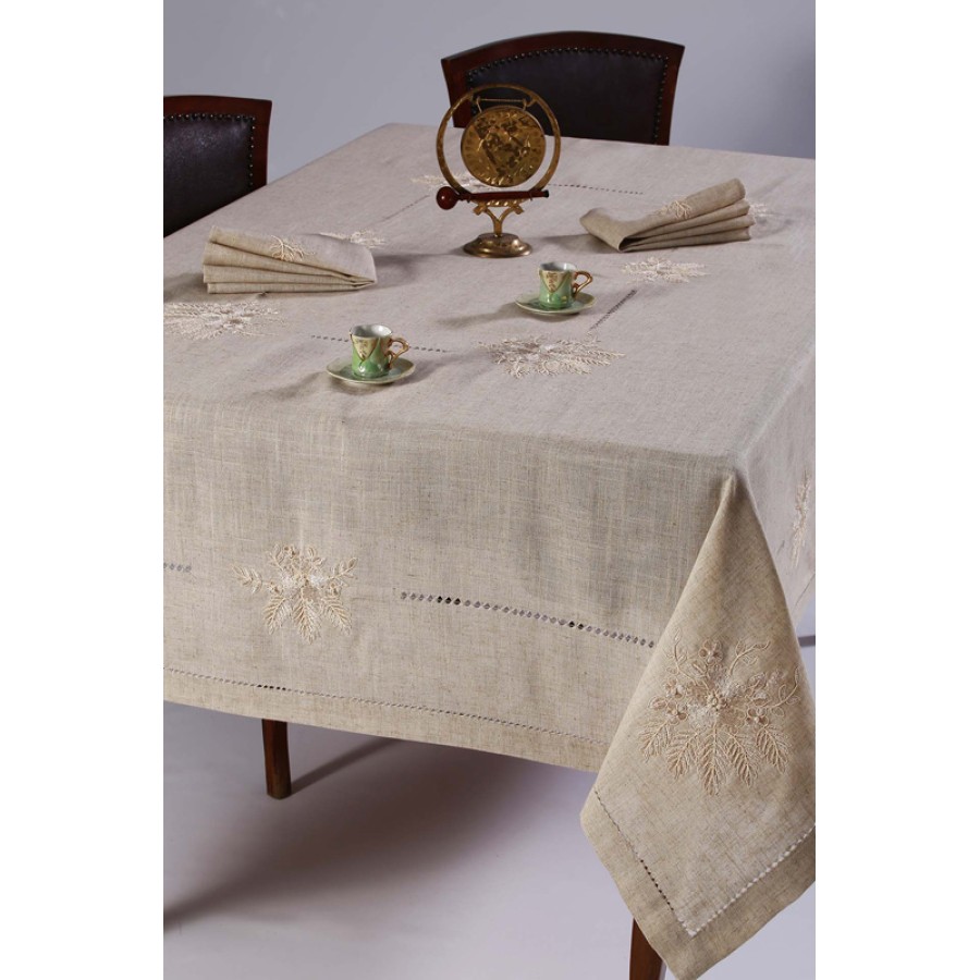 Τραπεζομάντηλο 12 ατ. (160x350) με 12 πετσέτες, Χειροποίητο με Κέντημα και Αζούρ Newhome 4006 Μπεζ Τραπεζομάντηλο 12 ατ. (160x350) με 12 πετσέτες, Χειροποίητο με Κέντημα και Αζούρ Newhome 4006 Μπεζ