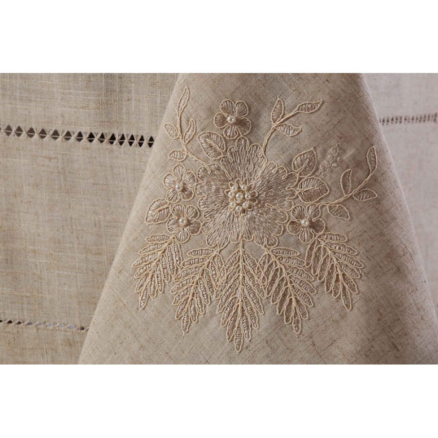 Τραπεζομάντηλο 12 ατ. (160x350) με 12 πετσέτες, Χειροποίητο με Κέντημα και Αζούρ Newhome 4006 Μπεζ Τραπεζομάντηλο 12 ατ. (160x350) με 12 πετσέτες, Χειροποίητο με Κέντημα και Αζούρ Newhome 4006 Μπεζ