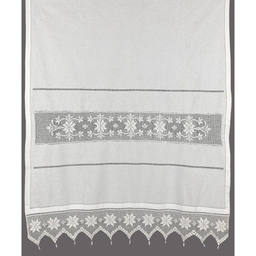 Παραδοσιακή χειροποίητη κουρτίνα (160x160) με ατραντέ Newhome Skiros 021 λευκό