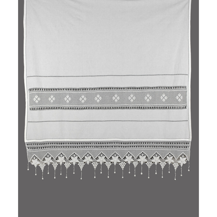 Παραδοσιακή κουρτίνα (140x260) με μερσεριζέ νήματα Newhome Skiros 027 λευκό