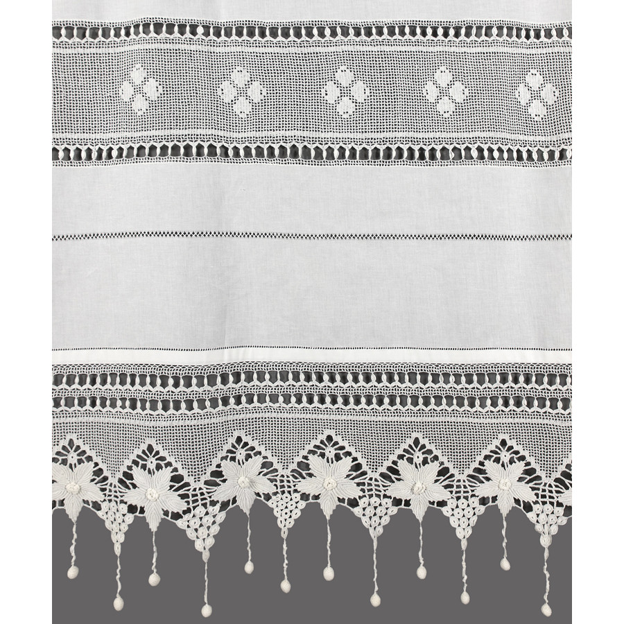 Παραδοσιακή κουρτίνα (140x260) με μερσεριζέ νήματα Newhome Skiros 027 λευκό