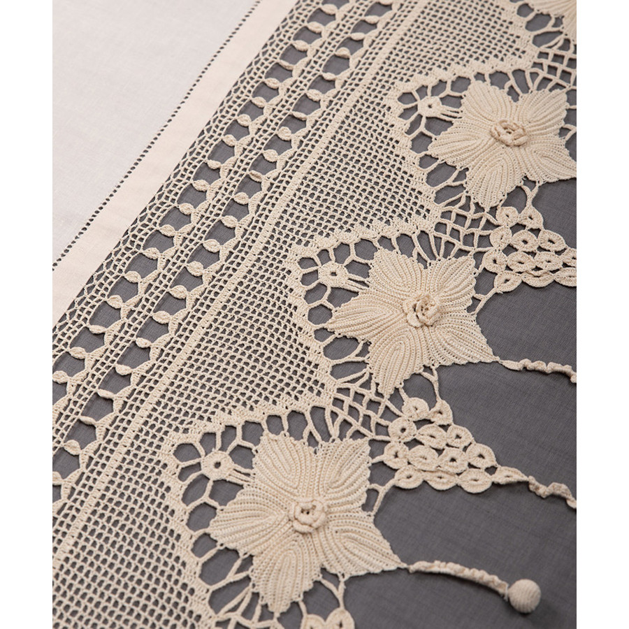 Παραδοσιακή κουρτίνα (140x260) με μερσεριζέ νήματα Newhome Skiros 027 Εκρού