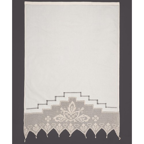 Παραδοσιακή χειροποίητη κουρτίνα (90x130) με ατραντέ Newhome Skiros 075 μπεζ