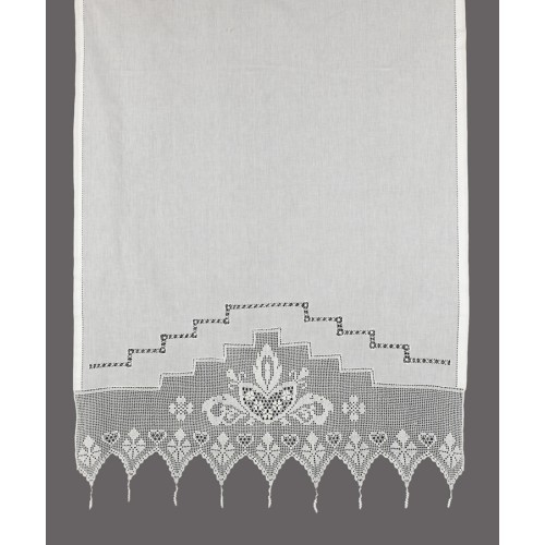 Παραδοσιακή χειροποίητη κουρτίνα (50x100) με ατραντέ Newhome Skiros 075 λευκό