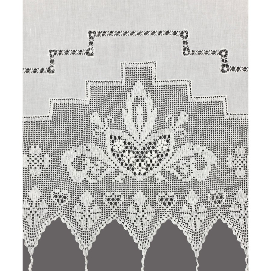 Παραδοσιακή χειροποίητη κουρτίνα (140x260) με ατραντέ Newhome Skiros 075 λευκό