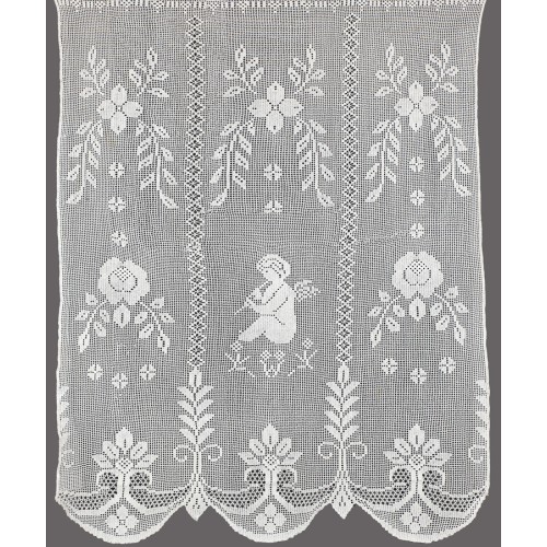 Παραδοσιακή Κουρτίνα (80x120) με μερσεριζέ νήματα Newhome Skiros 08 λευκό