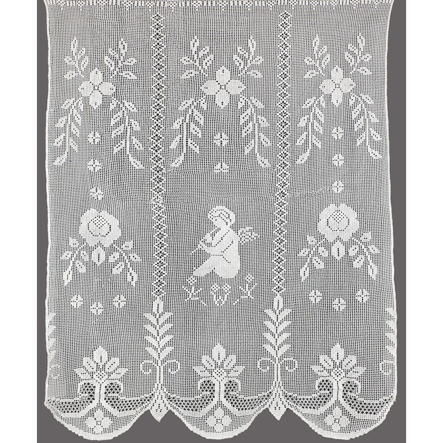 Παραδοσιακή Κουρτίνα (80x120) με μερσεριζέ νήματα Newhome Skiros 08 λευκό