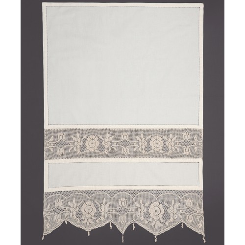 Παραδοσιακή χειροποίητη κουρτίνα (160x160) με ατραντέ Newhome Skiros 097 μπεζ