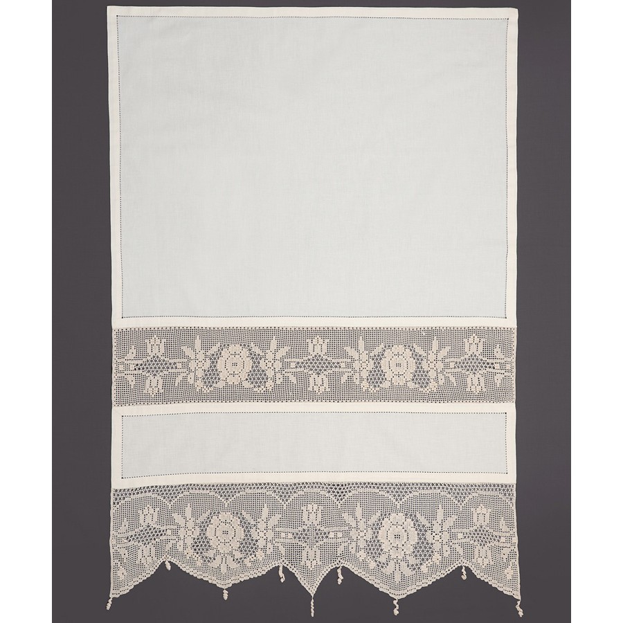 Παραδοσιακή χειροποίητη κουρτίνα (160x160) με ατραντέ Newhome Skiros 097 μπεζ