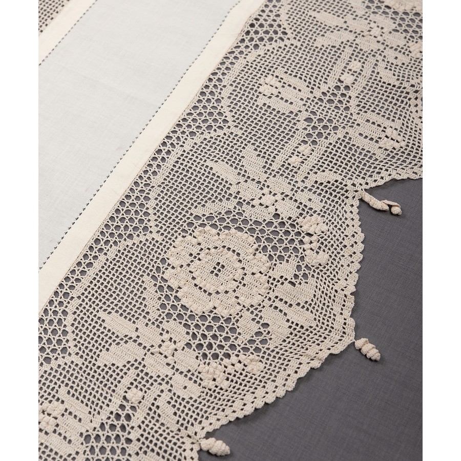 Παραδοσιακή χειροποίητη κουρτίνα (160x160) με ατραντέ Newhome Skiros 097 μπεζ