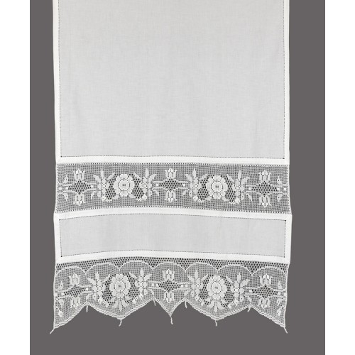 Παραδοσιακή χειροποίητη κουρτίνα (140x260) με ατραντέ Newhome Skiros 097 λευκό