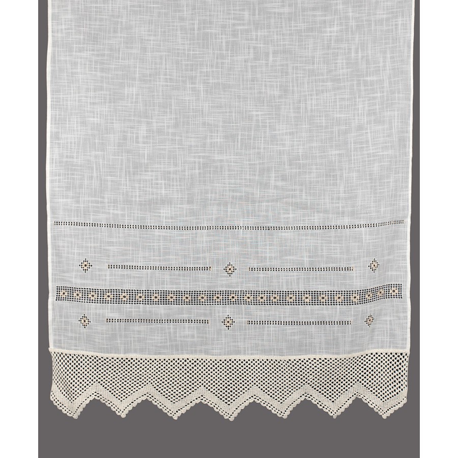 Κουρτίνα παραδοσιακή με πλεκτή δαντέλα (140x260) Skiros 1706 εκρού