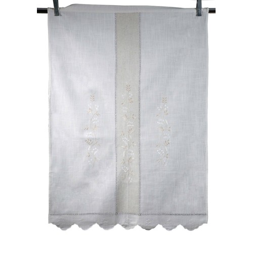 Παραδοσιακή Κουρτίνα λινή με κέντημα (200x270) Newhome Skiros 465 εκρού