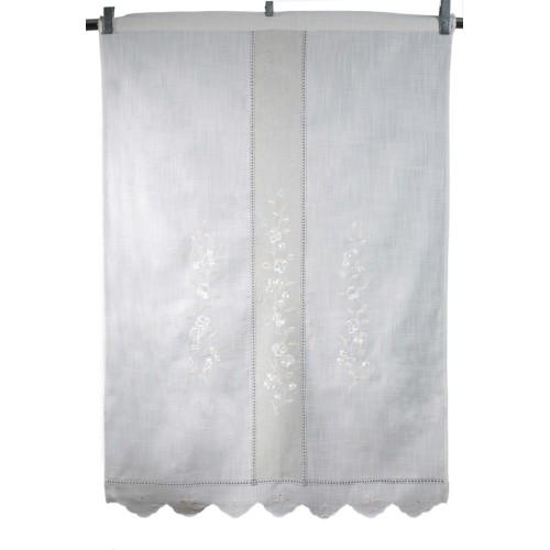 Παραδοσιακή Κουρτίνα Λινή με κέντημα (90x130) Newhome Skiros 466 εκρού