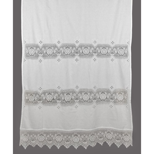 Παραδοσιακή χειροποίητη κουρτίνα (40x80) με ατραντέ Newhome Skiros 674 λευκό