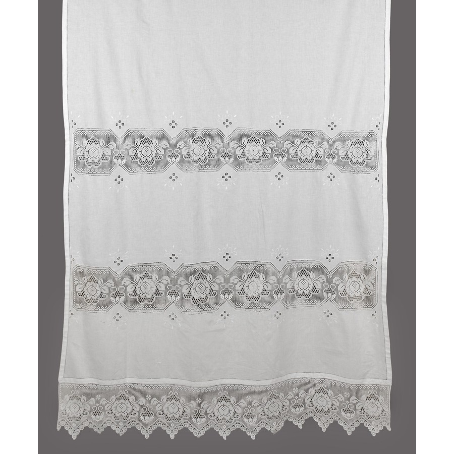 Παραδοσιακή χειροποίητη κουρτίνα (40x80) με ατραντέ Newhome Skiros 674 λευκό