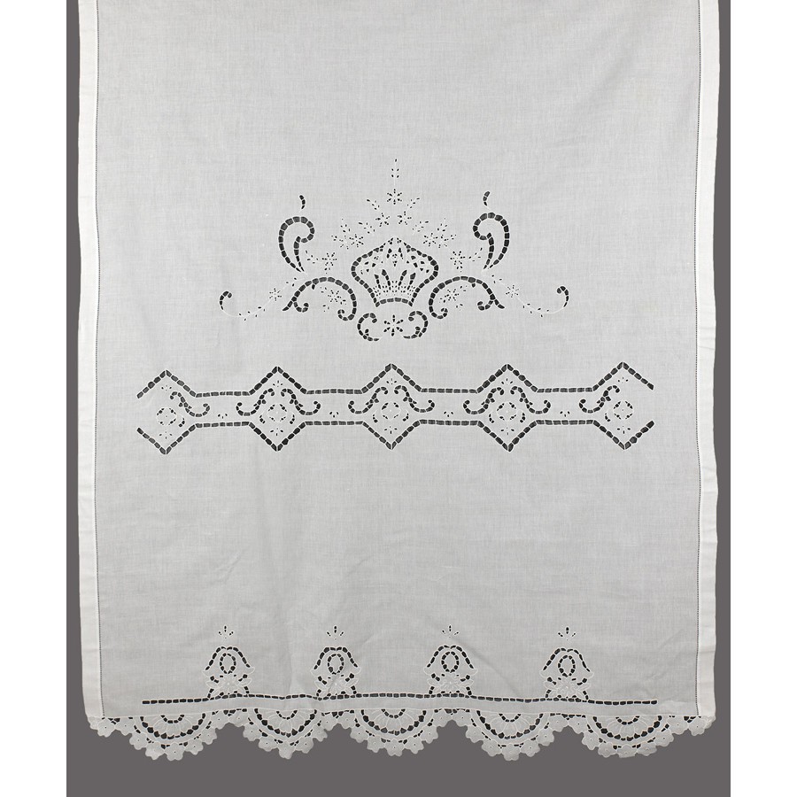 Παραδοσιακή χειροποίητη κοφτή κουρτίνα (140x260) Newhome Skiros 793 λευκό