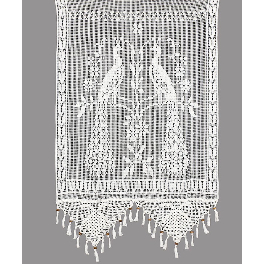 Παραδοσιακή κουρτίνα πλεκτή Παγώνι (130x240) Newhome Skiros 99/6 λευκό