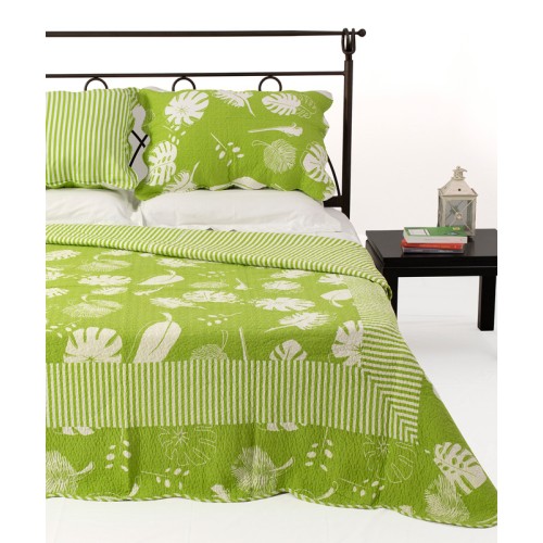 Σετ Κουβερλί Υπέρδιπλο (220x240) Βαμβακερό Εμπριμέ Με Μαξιλαροθήκες Newhome 350 λαχανί