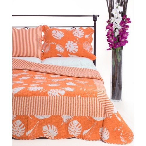 Σετ Κουβερλί Υπέρδιπλο (220x240) Βαμβακερό Εμπριμέ Με Μαξιλαροθήκες Newhome 350 πορτοκαλί