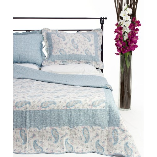 Σετ Κουβερλί Μονό (160x220) Με Μαξιλαροθήκη Βαμβακερό Εμπριμέ Newhome 515 σιελ