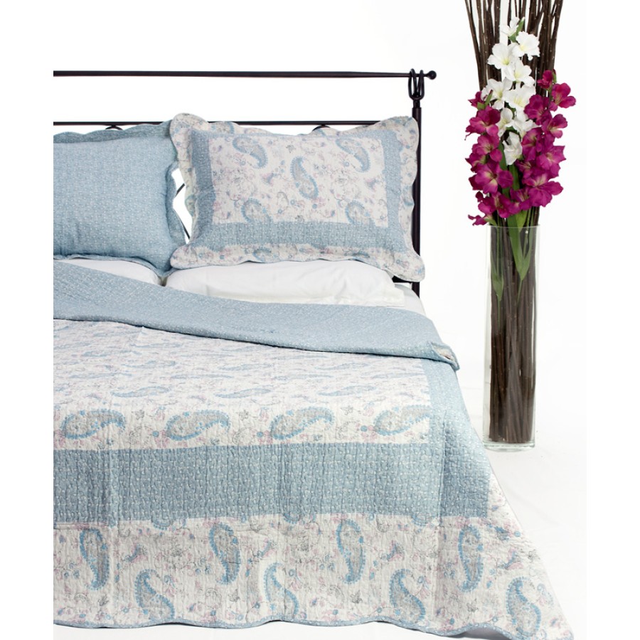 Σετ Κουβερλί Μονό (160x220) Με Μαξιλαροθήκη Βαμβακερό Εμπριμέ Newhome 515 σιελ