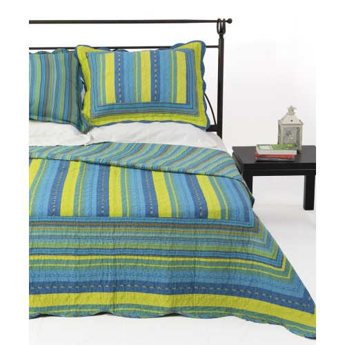 Σετ Κουβερλί Υπέρδιπλο (220x240) Βαμβακερό Εμπριμέ Με Μαξιλαροθήκες Newhome 8013 μπλε