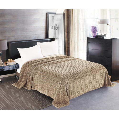 Κουβέρτα Fleece Υπέρδιπλη (220x240) με Ανάγλυφη Πλέξη, Newhome Braid Καφέ
