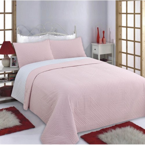 Σετ Κουβερλί King Size με Μαξιλαροθήκες (240x260) Newhome Lines Pink-Grey