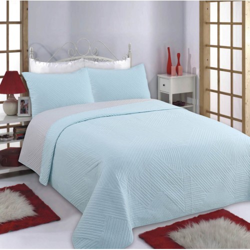 Σετ Κουβερλί King Size με Μαξιλαροθήκες (240x260) Newhome Lines Sky blue-Grey