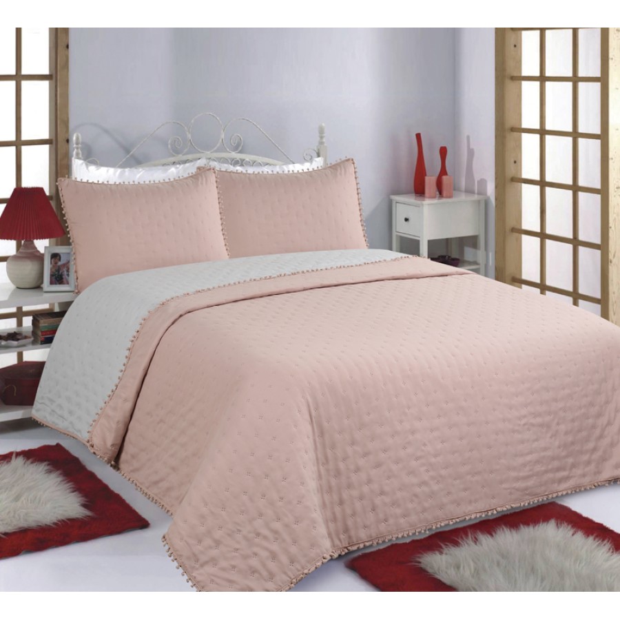 Κουβερλί Μονό (170x240) με μαξιλαροθήκη Newhome Pon Pon Pink-Grey Κουβερλί Μονό (170x240) με μαξιλαροθήκη Newhome Pon Pon Pink-Grey