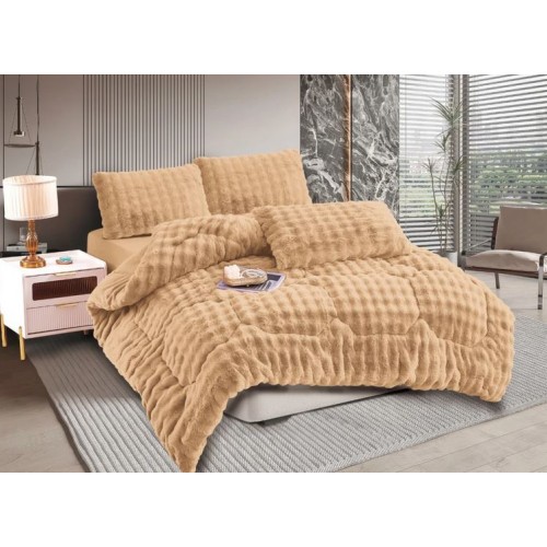 Σετ Κουβερτοπάπλωμα 2τεμ Γούνινο Ισοθερμικό Μονό (170x240) με Μαξιλαροθήκη Newhome Burble Αν.Καφέ