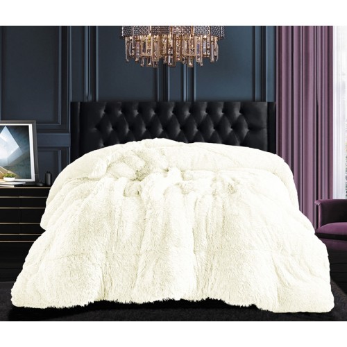 Κουβερτοπάπλωμα Γούνινο Ισοθερμικό Υπέρδιπλο (220x240) με Sherpa Newhome Long Hair Ivory