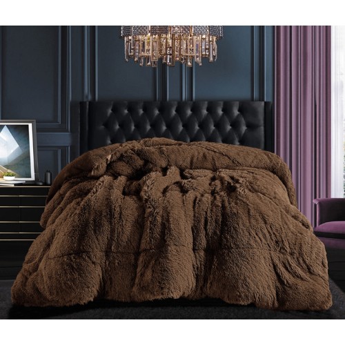 Κουβερτοπάπλωμα Γούνινο Ισοθερμικό Υπέρδιπλο (220x240) με Sherpa Newhome Long Hair Coffee
