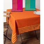 Τραπεζομάντηλο 6 ατόμων (140x180) Μονόχρωμο με Δίχρωμη Φάσα Newhome 11340 Πορτοκαλί