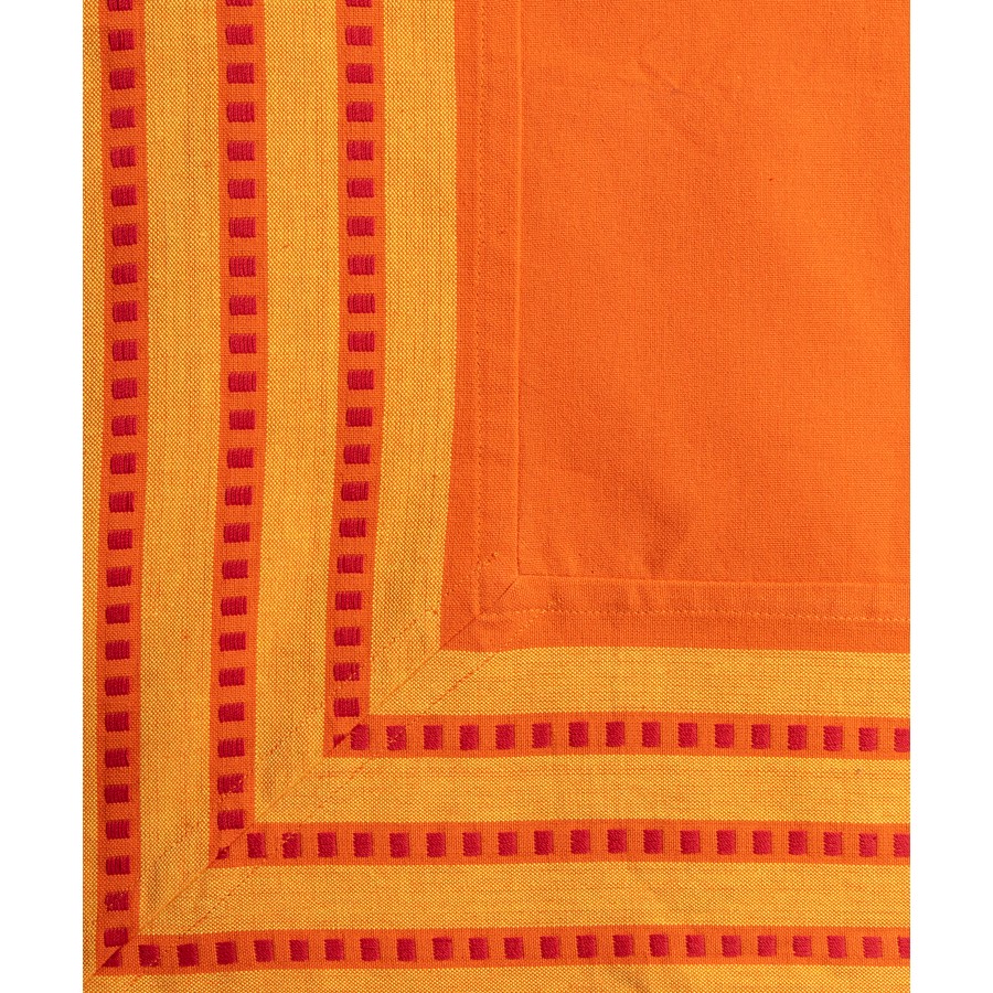 Τραπεζομάντηλο 6 ατόμων (140x180) Μονόχρωμο με Δίχρωμη Φάσα Newhome 11340 Πορτοκαλί