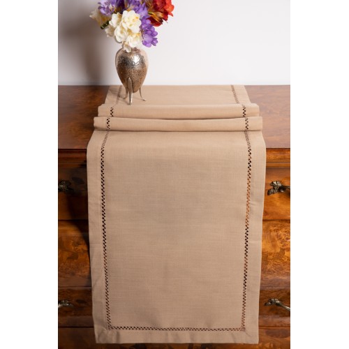 Τραπεζομάντηλο 6 ατόμων (140x180) Μονόχρωμο με Αζούρ Newhome 3096 Μπεζ