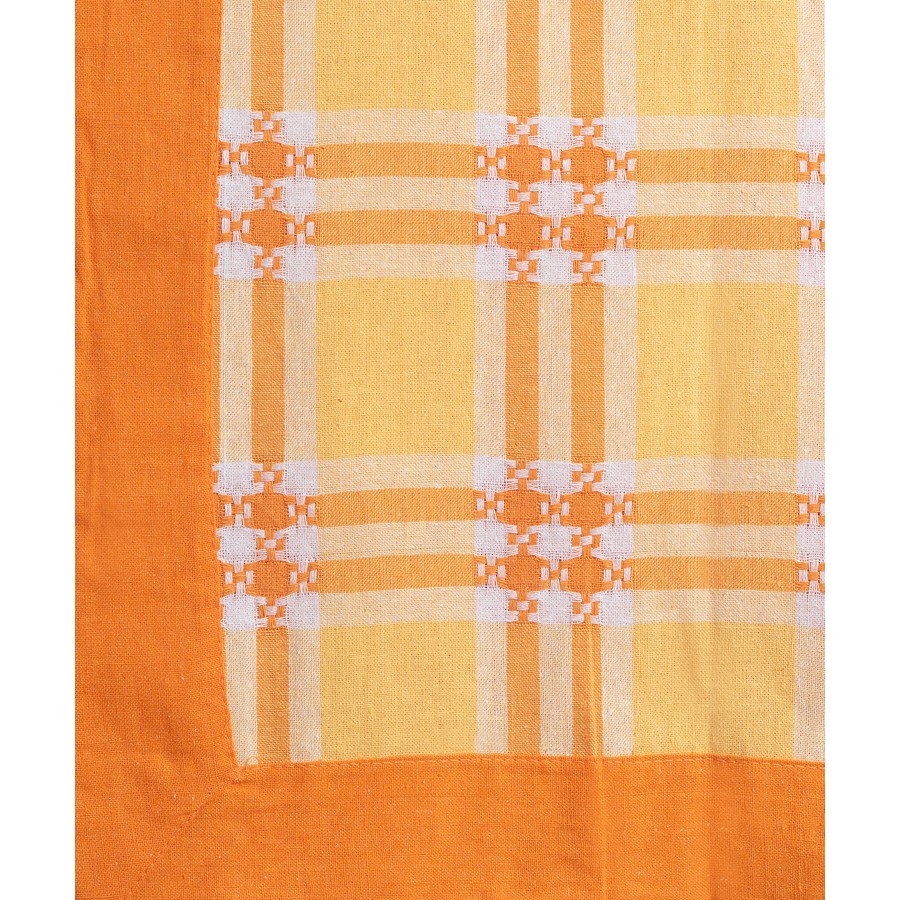 Τραπεζομάντηλο 6 ατόμων (140x180) Καρώ με Μονόχρωμη Φάσα Newhome Moda Λευκό Καρώ Πορτοκαλί