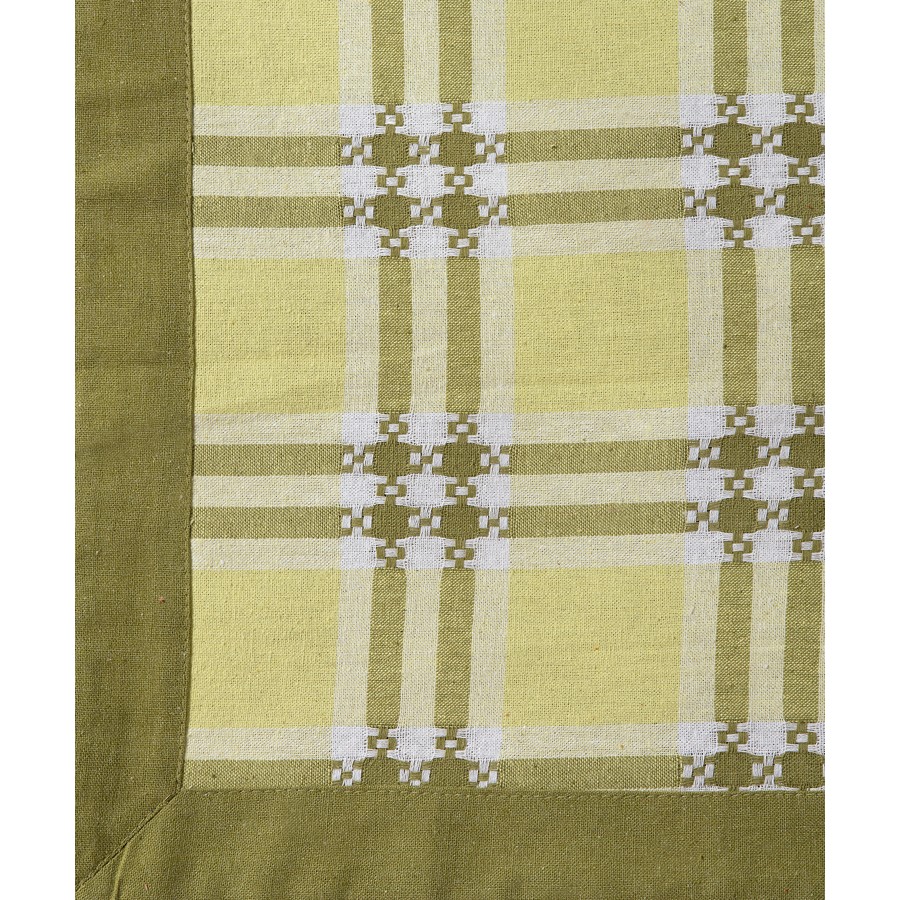 Τραπεζομάντηλο 6 ατόμων (140x180) Καρώ με Μονόχρωμη Φάσα Newhome Moda Λευκό Καρώ Πράσινο