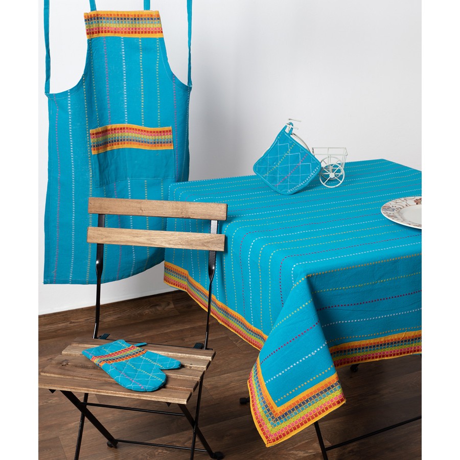 Τραπεζομάντηλο 8 ατόμων (140x240) Μονόχρωμο με Ρίγες Newhome Moda Ριγέ Σιέλ