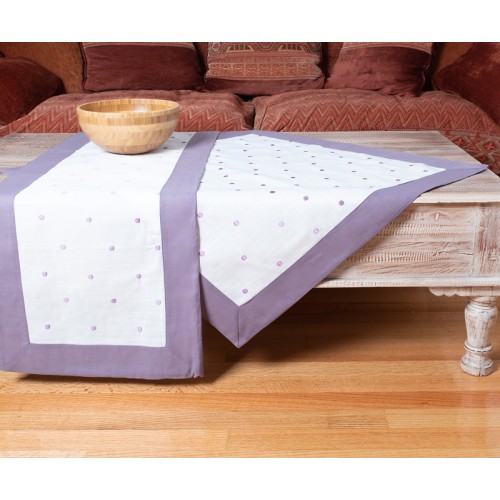 Τραπεζομάντηλο 6 ατόμων (140x180) με Φάσα και Κεντημένο Πουά Newhome Spot Μωβ