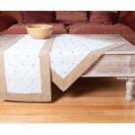 Καρέ (90x90) με Φάσα και Κεντημένο Πουά Newhome Spot Μπεζ