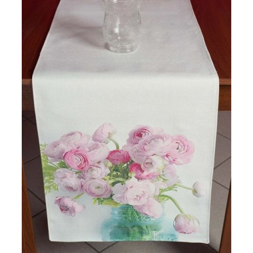 Τραβέρσα με Ψηφιακή Εκτύπωση Λουλουδιών (45x170) Με Φόδρα Newhome 029