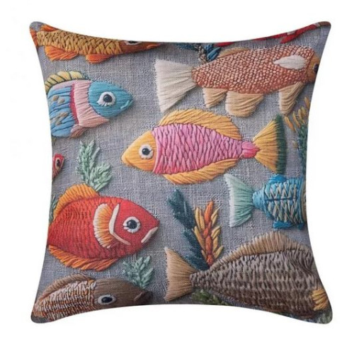 Διακοσμητική Μαξιλαροθήκη Φιγούρας (45x45) Newhome KS539 Ψαράκια